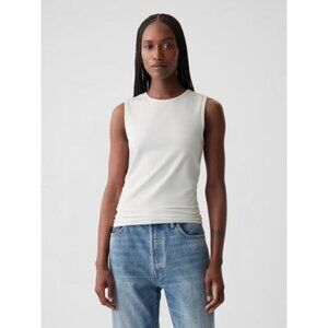NWT GAP Compact Jersey Cropped Tank Top, XL, new off white